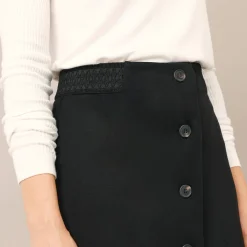 Rok<Blancheporte Rok met fantasieknopen, milano-breisel zwart