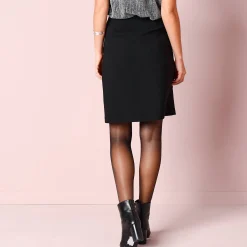 Feestoutfits Dames|Rok<Blancheporte Rok met knoopsluiting en festonrand zwart