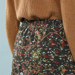 Rok<Blancheporte Rok met stroken, in bedrukte voile, voor kleine lengtes kaki