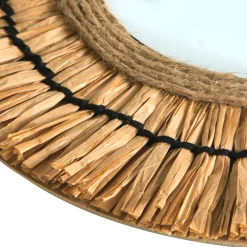 Decoratieartikel<Blancheporte Rond muurspiegel met raffiaeffect naturel