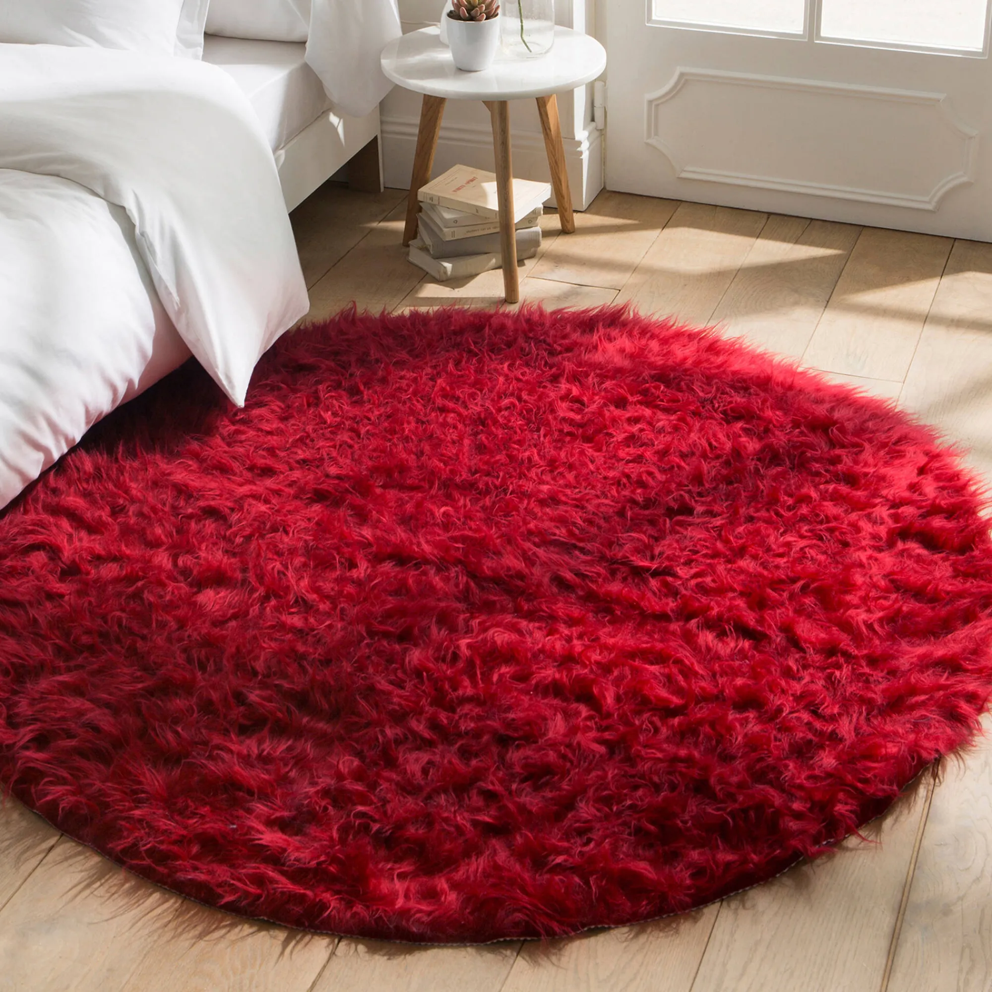 Tapijt<Blancheporte Rond tapijtje met hoge polen rood