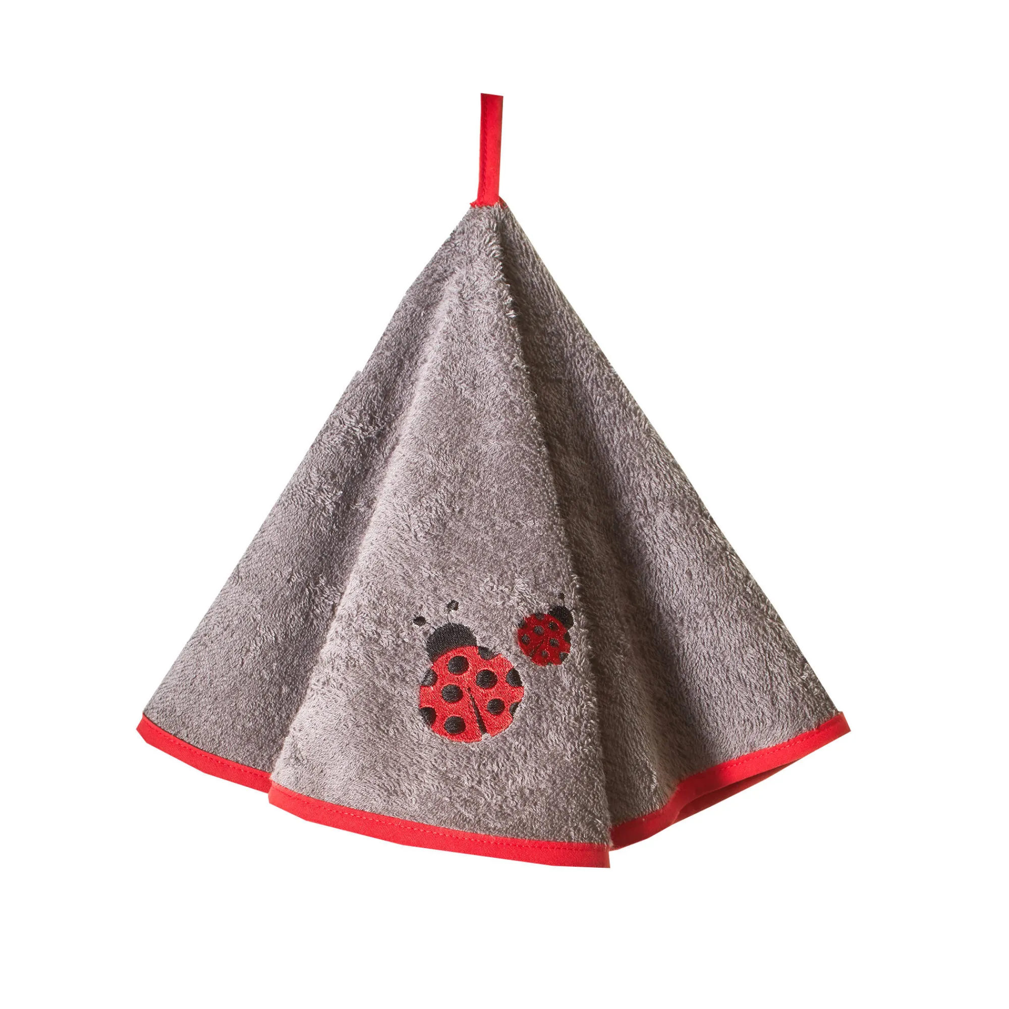 Droogdoek En Handdoek<Blancheporte Ronde droogdoeken in badstof, geborduurd lieveheersbeestje - set van 2 grijs