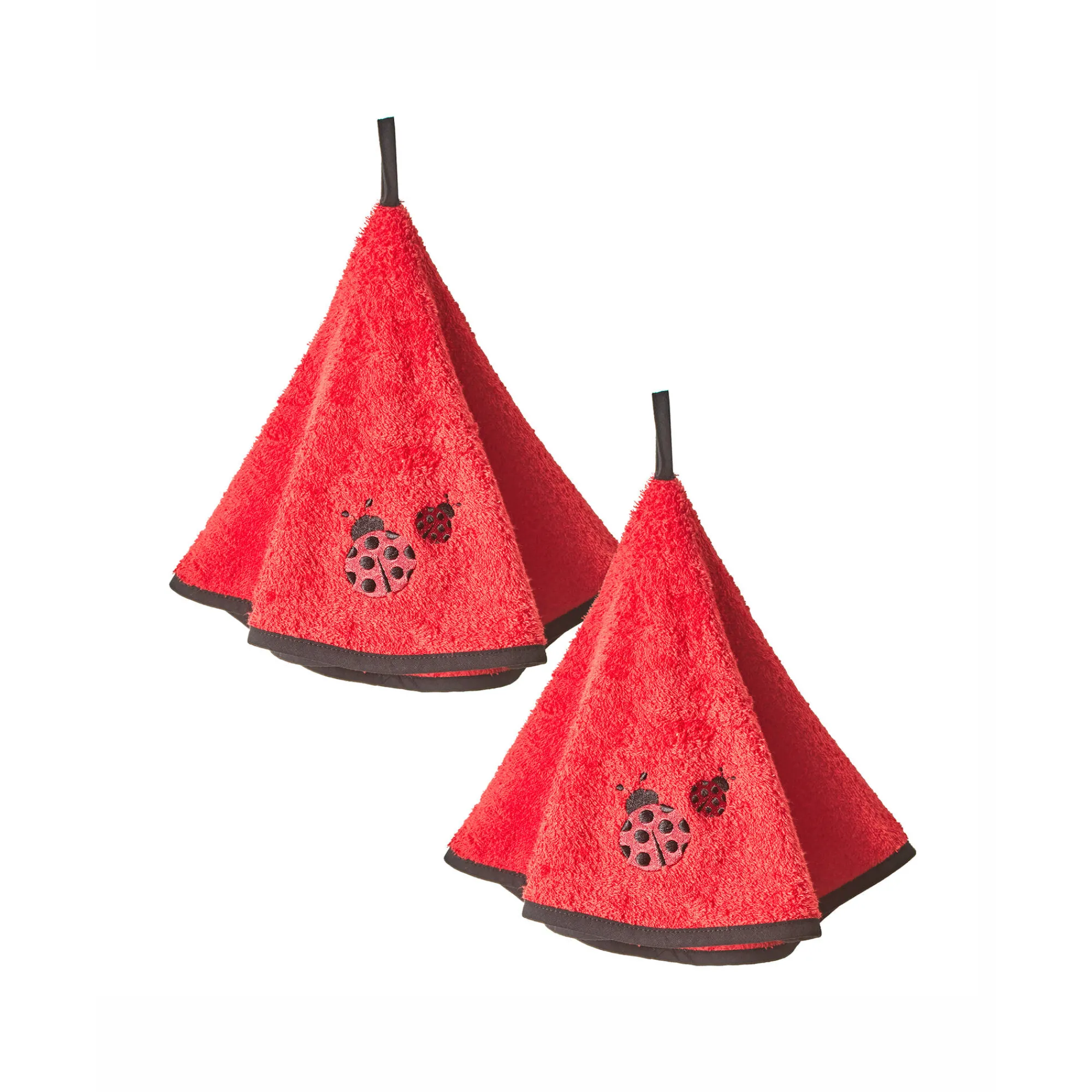 Droogdoek En Handdoek<Blancheporte Ronde droogdoeken in badstof, geborduurd lieveheersbeestje - set van 2 rood