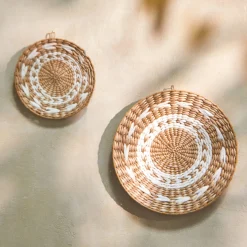 Decoratieartikel<Blancheporte Ronde muurdecoratie - set van 2 wit/naturel
