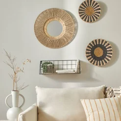 Decoratieartikel<Blancheporte Ronde muurdecoratie - set van 2 naturel/zwart