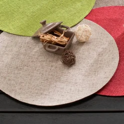 Placemat<Blancheporte Ronde placemat in bamboe - Set van 4 beige