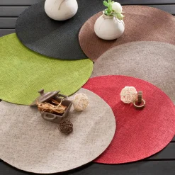 Placemat<Blancheporte Ronde placemat in bamboe - Set van 4 beige