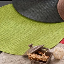 Placemat<Blancheporte Ronde placemat in bamboe - Set van 4 anijs