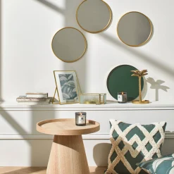 Feestdecoratie|Decoratieartikel<Blancheporte Ronde spiegel met e rand - set van 3 goudkleurig
