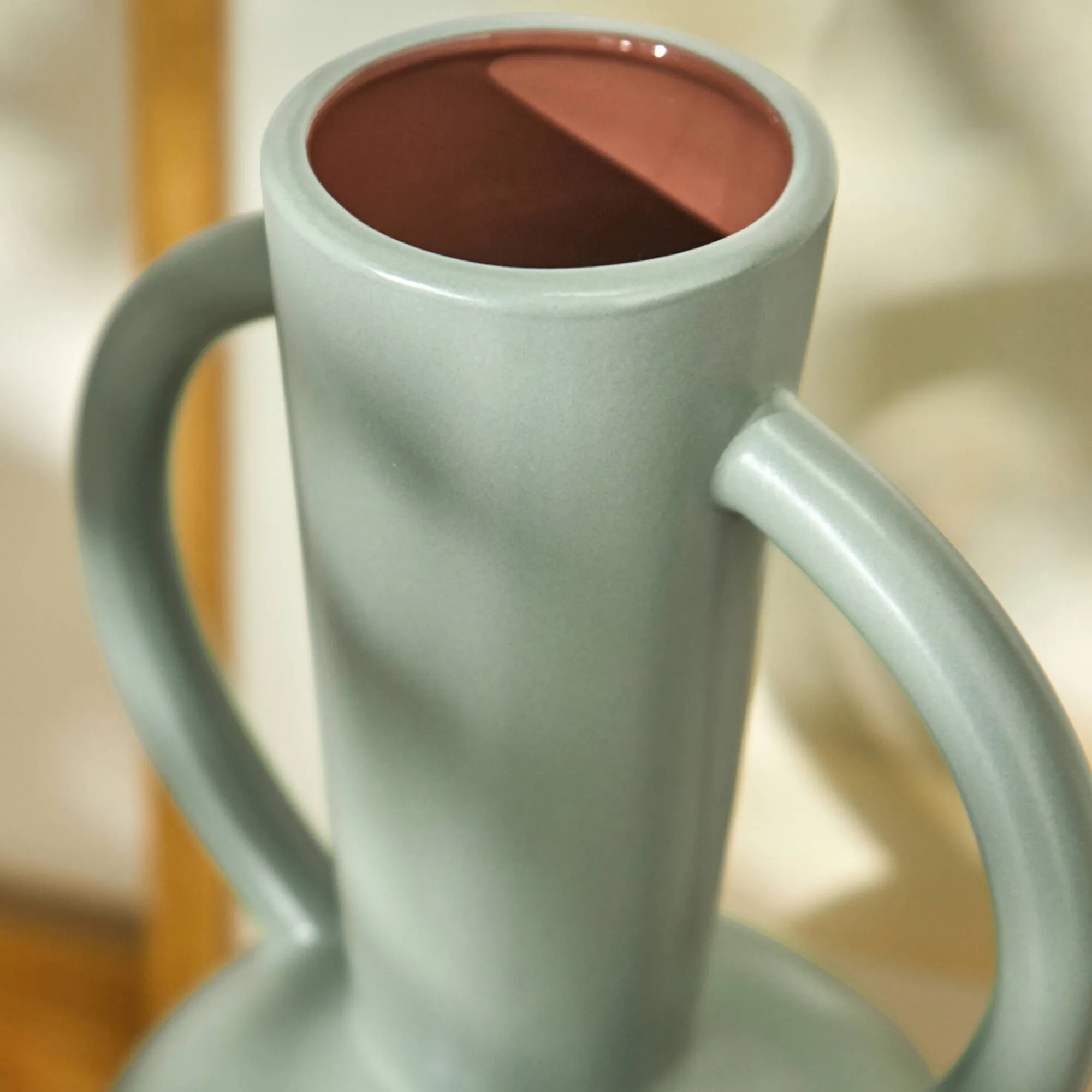 Decoratieartikel<Blancheporte Ronde vaas in keramiek, dubbele handvatten - 29,5 cm hoog groen