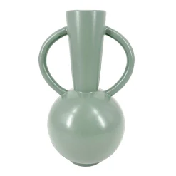 Decoratieartikel<Blancheporte Ronde vaas in keramiek, dubbele handvatten - 29,5 cm hoog groen