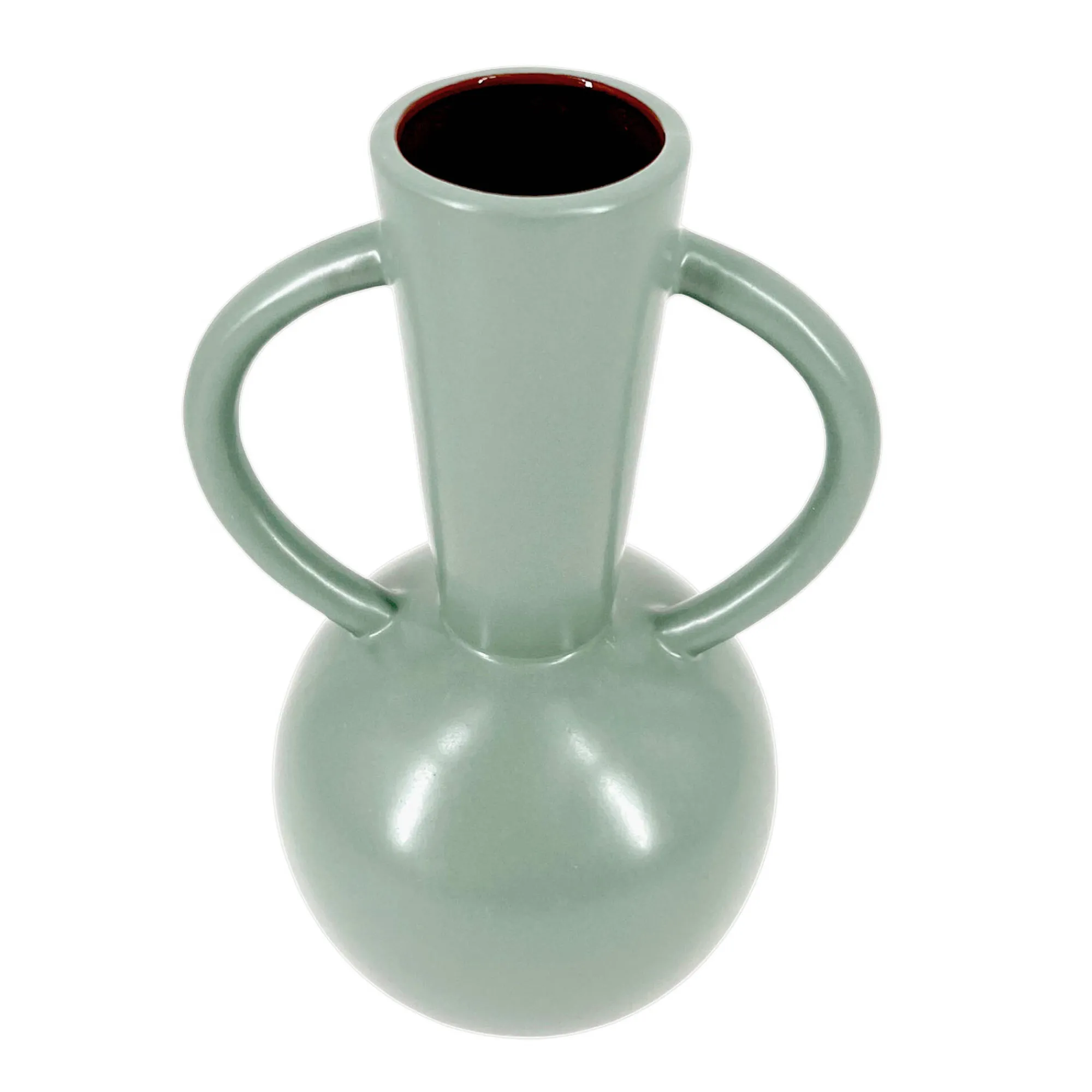 Decoratieartikel<Blancheporte Ronde vaas in keramiek, dubbele handvatten - 29,5 cm hoog groen