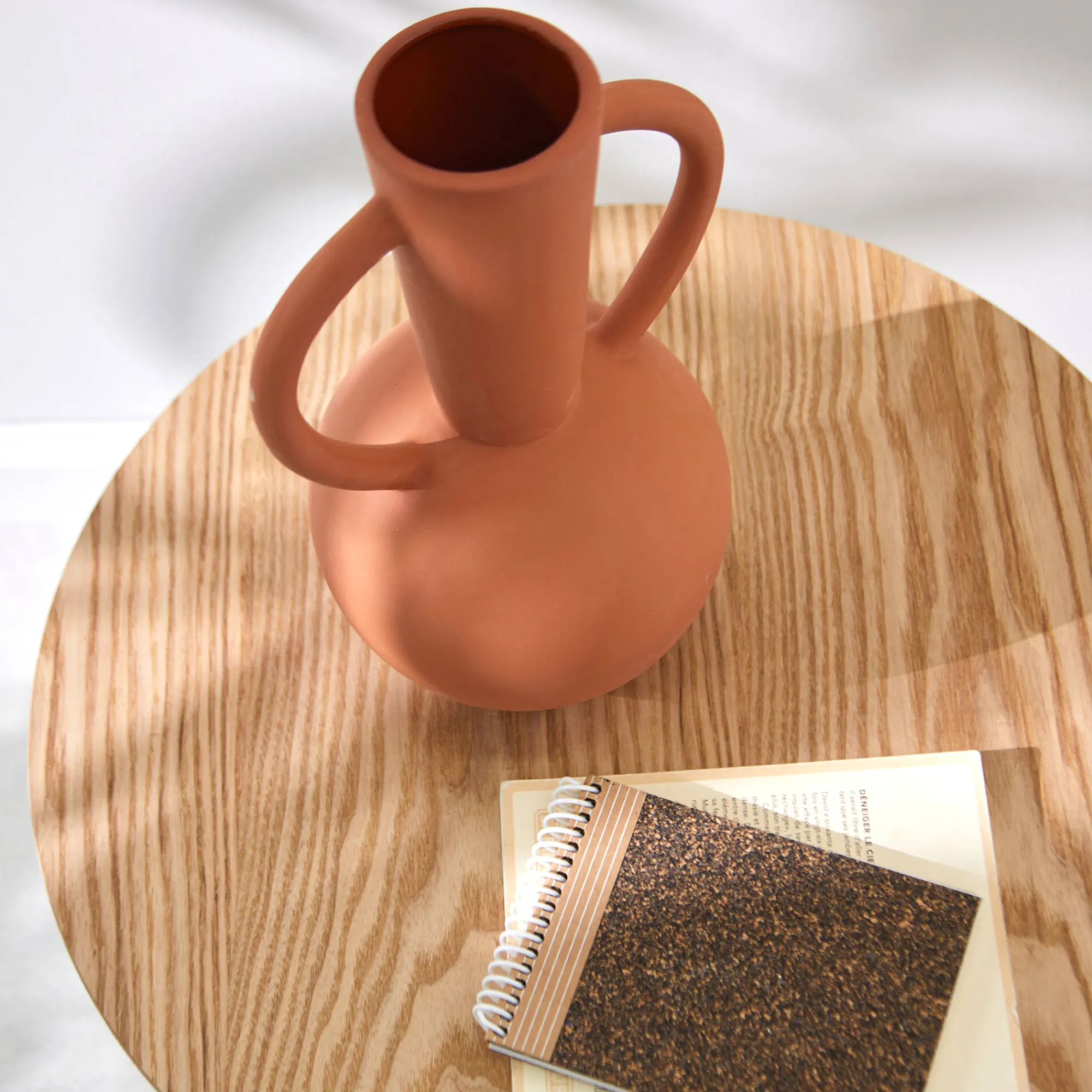 Decoratieartikel<Blancheporte Ronde vaas in keramiek, dubbele handvatten - 29,5 cm hoog oranje