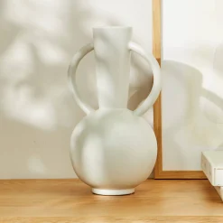 Decoratieartikel<Blancheporte Ronde vaas in keramiek, dubbele handvatten - 29,5 cm hoog grijs