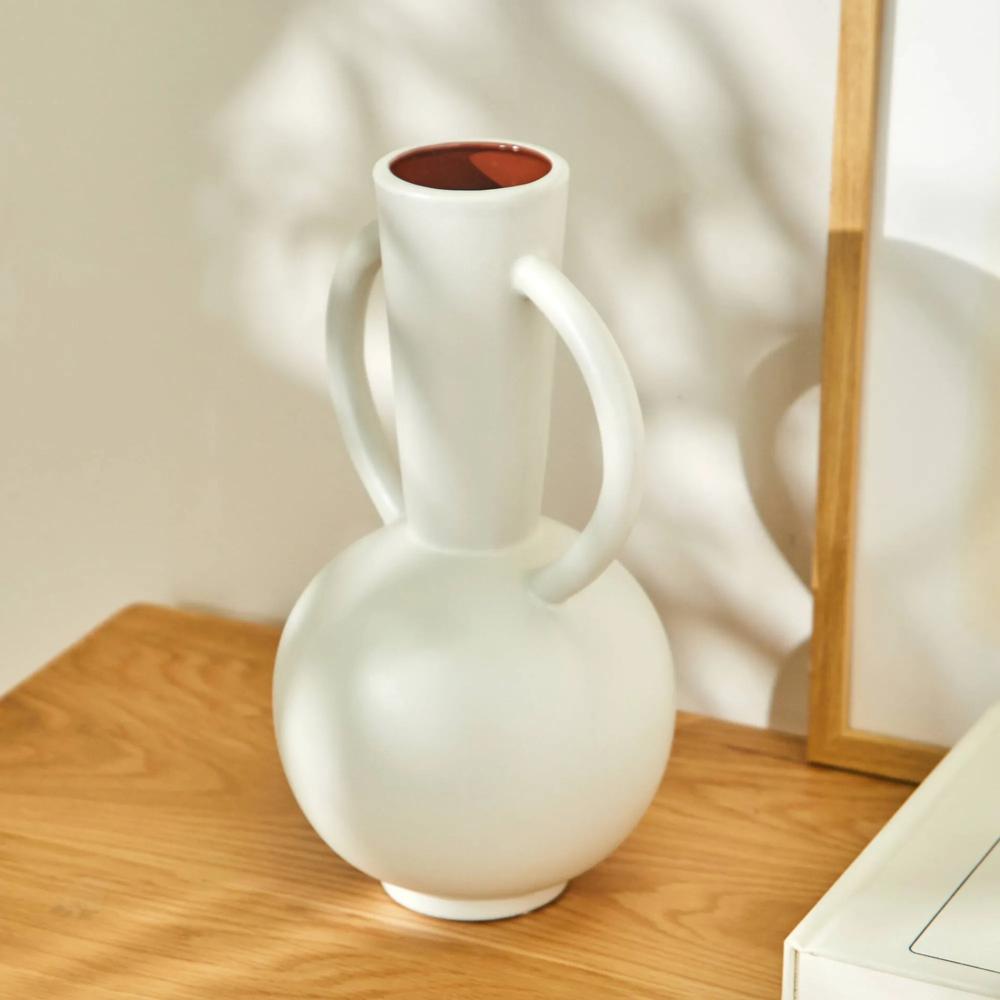 Decoratieartikel<Blancheporte Ronde vaas in keramiek, dubbele handvatten - 29,5 cm hoog grijs