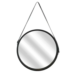 Decoratieartikel<Blancheporte Ronde wandspiegel in barbierstijl met handgreep zwart