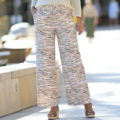 Broek<Blancheporte Ruime, bedrukte broek, elastische taille taupe / perzik