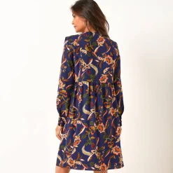 Jurk<Blancheporte Ruime, bedrukte jurk marine / beige