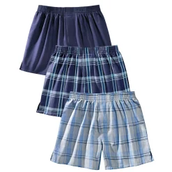 Ondergoed<Blancheporte Ruime boxershort met ingeweven motieven - set van 3 grijs + marine