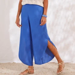 Broek<Blancheporte Ruime broek met split blauw