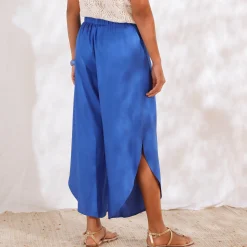 Broek<Blancheporte Ruime broek met split blauw