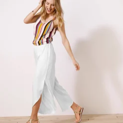 Broek<Blancheporte Ruime broek met split wit