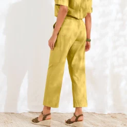 Broek<Blancheporte Ruime 7/8-broek met zakken, mix van katoen-linnen mosgroen