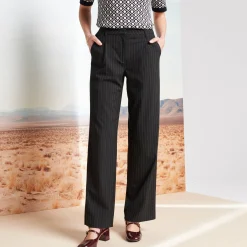 Broek<Blancheporte Ruime broek, strepenprint zwart
