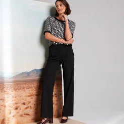Broek<Blancheporte Ruime broek, strepenprint zwart