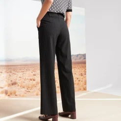 Broek<Blancheporte Ruime broek, strepenprint zwart