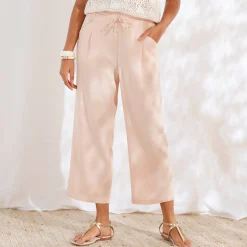 Broek<Blancheporte Ruime 7/8-broek, viscose en linnen poederroze