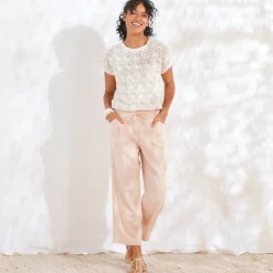 Broek<Blancheporte Ruime 7/8-broek, viscose en linnen poederroze