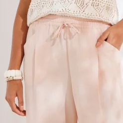 Broek<Blancheporte Ruime 7/8-broek, viscose en linnen poederroze