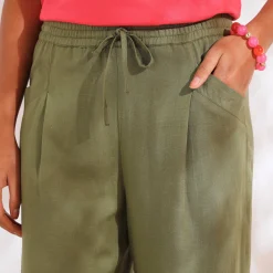 Broek<Blancheporte Ruime 7/8-broek, viscose en linnen kaki