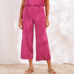 Broek<Blancheporte Ruime, effen 7/8-broek in soepel tricot met elastische taille violine