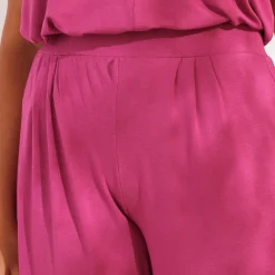 Broek<Blancheporte Ruime, effen 7/8-broek in soepel tricot met elastische taille violine