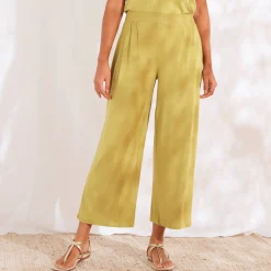 Broek<Blancheporte Ruime, effen 7/8-broek in soepel tricot met elastische taille mosgroen