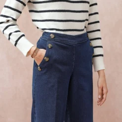 Jeans|Broek<Blancheporte Ruime jeans met knooppandeffect stone