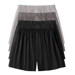 Ondergoed<Blancheporte Ruime, open en effen boxershort - set van 4 zwart + grijs