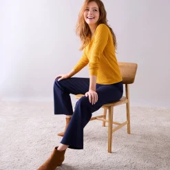Broek<Blancheporte Ruime, rechte broek, milanotricot marine