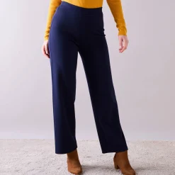 Broek<Blancheporte Ruime, rechte broek, milanotricot marine