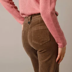 Broek<Blancheporte Ruime, rechte broek, ribvelours taupe