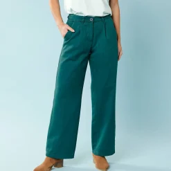Broek<Blancheporte Ruime, rechte broek, speciaal voor kleine lengtes dennengroen