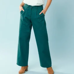 Broek<Blancheporte Ruime, rechte broek, speciaal voor kleine lengtes dennengroen