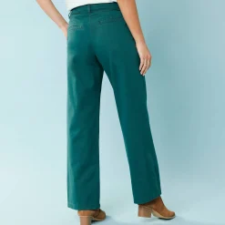 Broek<Blancheporte Ruime, rechte broek, speciaal voor kleine lengtes dennengroen