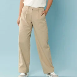 Broek<Blancheporte Ruime, rechte broek, speciaal voor kleine lengtes beige