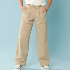 Broek<Blancheporte Ruime, rechte broek, speciaal voor kleine lengtes beige