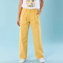 Broek<Blancheporte Ruime, rechte broek, speciaal voor kleine lengtes geel