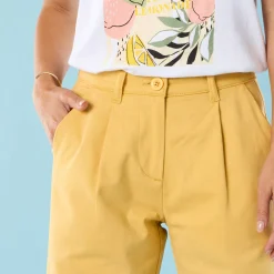 Broek<Blancheporte Ruime, rechte broek, speciaal voor kleine lengtes geel