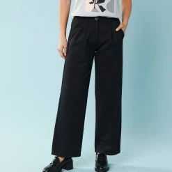 Broek<Blancheporte Ruime, rechte broek, speciaal voor kleine lengtes zwart